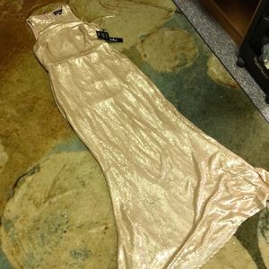 Lulus rose gold floor length dress